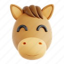calm, horse, calm horse, animal emoji, animal, emoji, 3d icon, 3d illustration, 3d render