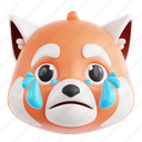 crying, panda, red panda, crying red panda, animal emoji, animal, emoji, 3d icon, 3d illustration