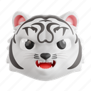 enrage, white, tiger, white tiger, enrage white tiger, animal emoji, animal, emoji, 3d icon