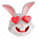happy, bunny, happy bunny, animal emoji, animal, emoji, 3d icon, 3d illustration, 3d render