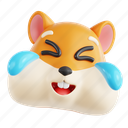laughing, hamster, laughing hamster, animal emoji, animal, emoji, 3d icon, 3d illustration, 3d render