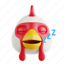 sleepy, chicken, sleepy chicken, animal emoji, animal, emoji, 3d icon, 3d illustration, 3d render