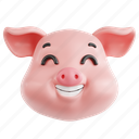 smiling, pig, smiling pig, animal emoji, animal, emoji, 3d icon, 3d illustration, 3d render