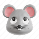 thinking, mouse, thinking mouse, animal emoji, animal, emoji, 3d icon, 3d illustration, 3d render