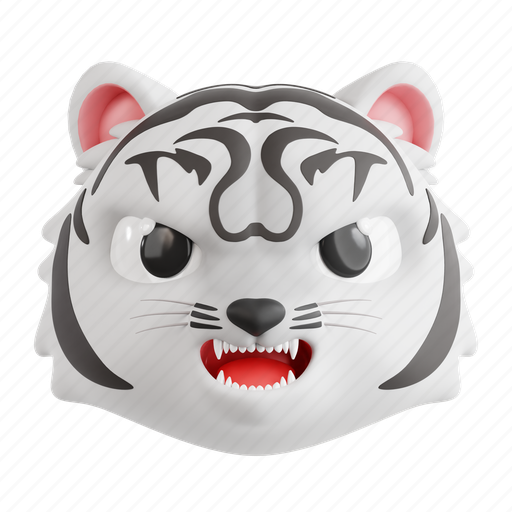 Enrage, white, tiger, white tiger, enrage white tiger, animal emoji, animal icon - Download on Iconfinder