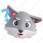 confused, wolf, confused wolf, animal emoji, animal, emoji, 3d icon, 3d illustration, 3d render 