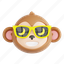 cool, monkey, cool monkey, animal emoji, animal, emoji, 3d icon, 3d illustration, 3d render 