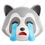 crying, raccoon, crying raccoon, animal emoji, animal, emoji, 3d icon, 3d illustration, 3d render 