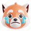 crying, panda, red panda, crying red panda, animal emoji, animal, emoji, 3d icon, 3d illustration 