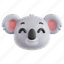 smiling, koala, smiling koala, animal emoji, animal, emoji, 3d icon, 3d illustration, 3d render 