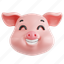 smiling, pig, smiling pig, animal emoji, animal, emoji, 3d icon, 3d illustration, 3d render 