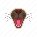 face, mouth, flat, icon, open, animal, wildlife, jaws, maw