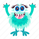 alien, scared, frightened, monster, cartoon