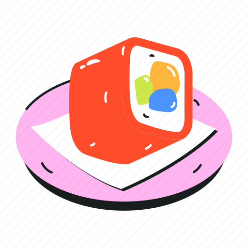 Sushi roll, sushi plate, japanese dish, maki roll, nori roll icon - Download on Iconfinder