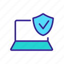 antivirus, code, laptop, padlock, program, protection, verified