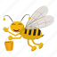 bee, bucket, cartoon, fly, honey, insect, yellow 
