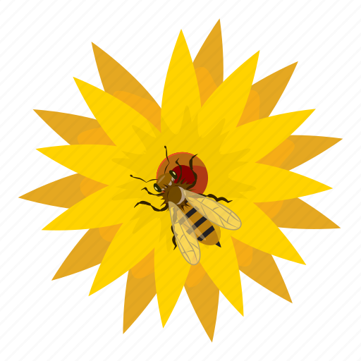 Bee, cartoon, collect, flower, honey, nature, pollination icon - Download on Iconfinder