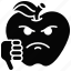 disgusted, unhappy, dislike, apple, emoji, expression, feeling 