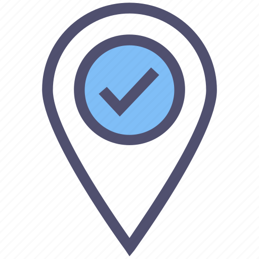 Accept, approved, check mark, gps, location, map pin, navigation icon - Download on Iconfinder