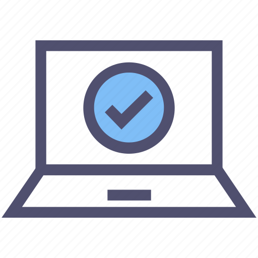 Approved, check mark, correct, device, laptop, passed, safe icon - Download on Iconfinder