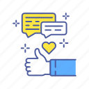 agreement, approved, checkmark, hand, like, speech bubble, successful