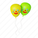 clown, joker, decoration, balloons, carnival, festival