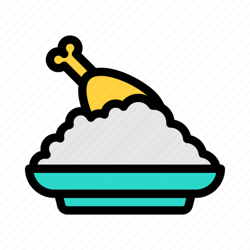 Legpiece, rice, chicken, food, meal icon - Download on Iconfinder