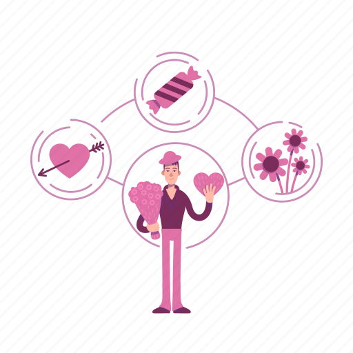 Personality, boyfriend, love, flowers, romantic, archetype, valentine illustration - Download on Iconfinder