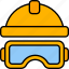 helmet, safety, glasses, construction, protection, equipment, security, safe 
