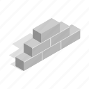 brick, bricklayer, brickwork, cement, isometric, tool, wall