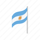 argentina, flag, isometric, nation, national, patriotism, sun