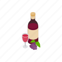 alcohol, argentina, bottle, grape, isometric, red, wine