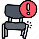 armchair, chair, broken, warning, shop, furniture