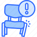 armchair, chair, broken, warning, shop, furniture