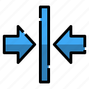 arrow, horizontal, multimedia option, narrow, resize, shrink, user interface