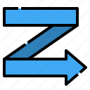 arrow, direction, move, navigation, orientation, user interface, zig zag