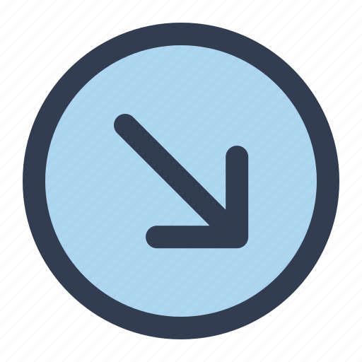 Down, right, arrow, direction, navigation, location icon - Download on Iconfinder