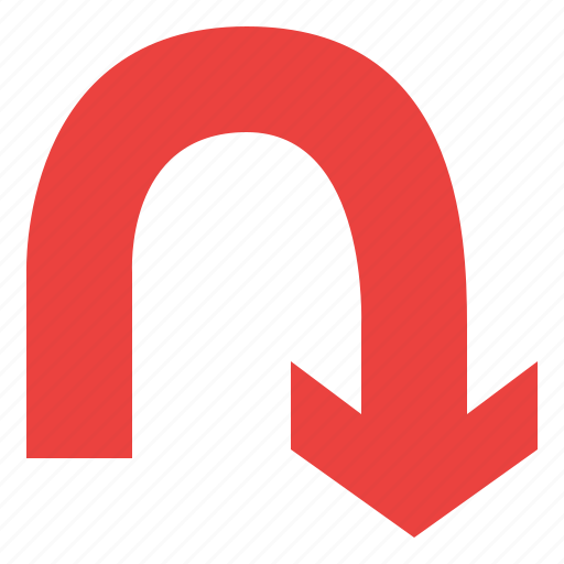 Curved, downward, arrow, point, direction, down icon - Download on Iconfinder