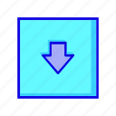 arrow, arrows, direction, down, download, navigation, square