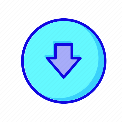 Arrow, arrows, circle, direction, down, download, save icon - Download on Iconfinder