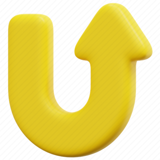 U, turn, return, arrow, arrows, direction, ui 3D illustration - Download on Iconfinder