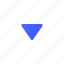 arrow, down, small, triangular 