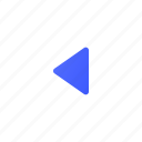 arrow, left, small, triangular 