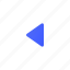 arrow, left, small, triangular 