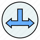 direction, right, t, junction, left, and, arrows