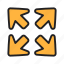 arrow, indicator, directional, enlarge 