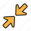arrow, indicator, directional, minimize 