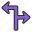arrow, indicator, directional, split 