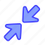arrow, indicator, directional, minimize 