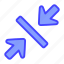 arrow, indicator, directional, shrink 